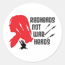 Redheads Not Warheads Round Sticker