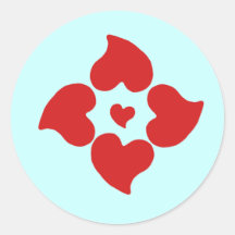 redheartpattern round sticker