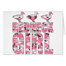 Redneck Girl Pink Camouflage 3 Ducks Greeting Cards