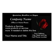 RedRose sur la BizCard-personnaliser de noir Cartes De Visite Personnelles