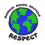 Reduce, Reuse, Recycle, Respect Stickers