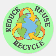 Reduce Reuse Recycle Round Stickers