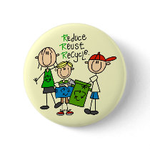 Reduce, Reuse, Recycle t-shirts and Gifts Pin