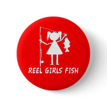 REEL GIRLS FISH! PINBACK BUTTONS