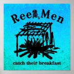 Reel Men Catch Breakfast (BLK) Poster posters