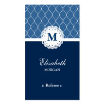 Referee Elegant Blue Lace Pattern Business Card Template