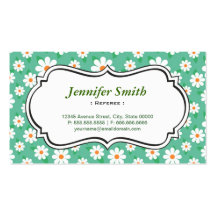 Referee - Elegant Green Daisy Business Card Template