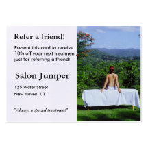 Referral Card with outdoor massage table Business Card