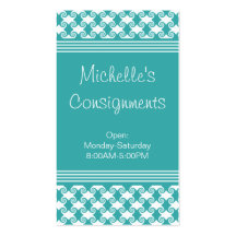 Refined Swirls Business Card, Aruba Turquoise