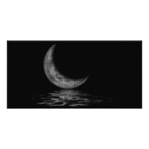 Reflection Crescent Moon Black & White Photo Card