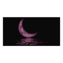 Reflection Crescent Moon On Lake Pink Picture Card