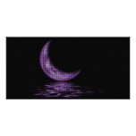 Reflection Crescent Moon On Lake Purple Personalized Photo Card