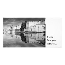 Reflections from a majestic Castle B&W, I willl... Personalized Photo Card