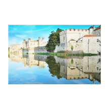 Reflections from a majestic castle stretched canvas print