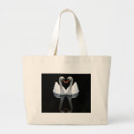 Reflections of Love, Heart Shape, White Swans Canvas Bags