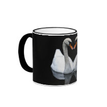 Reflections of Love, Heart Shape, White Swans Mug