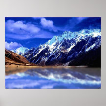 Reflections of snow capped mountain, poster