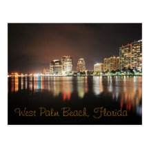 Reflections of West Palm Beach at night Postcard