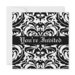 Regal Black & White Damask Scroll Invitation