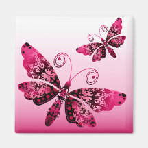 "Regal Butterfly" (fuschia) by Cheryl Daniels Refrigerator Magnet