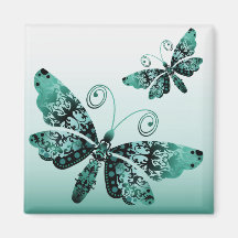 "Regal Butterfly" (teal) by Cheryl Daniels Fridge Magnet
