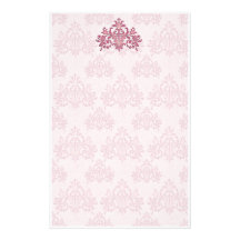 Regal Dusty Pink Damask Stationery
