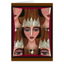 REGAL QUEEN - folk art greeting card