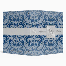 Regal Royal Blue Monogram Damask Wedding Binder