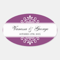 Regal swirl purple oval out of town gift bag favou stickers