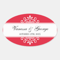 Regal swirl red oval out of town gift bag favour stickers