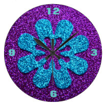 Regard pourpre et bleu de rétro fleur de scintille horloges murales