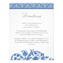Regatta Blue Damask Wedding Direction Card invitations