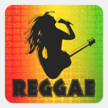 Reggae Music Rasta Rastaman Square Stickers