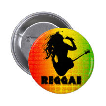 Reggae Music Rastaman Guitar Rasta Round Buttons