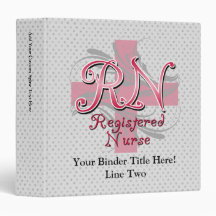 Registered Nurse, Pink Cross Swirls 3 Ring Binders