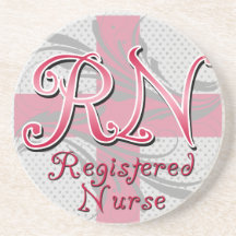Registered Nurse, Pink Cross Swirls Beverage Coaster