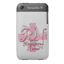 Registered Nurse, Pink Cross Swirls iPhone 3 Case