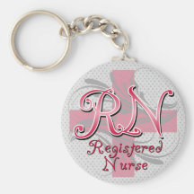 Registered Nurse, Pink Cross Swirls Key Chain