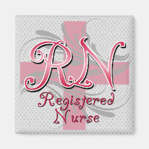 Registered Nurse, Pink Cross Swirls Refrigerator Magnet