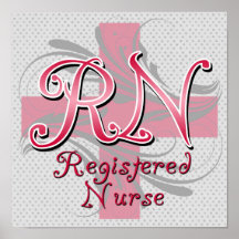 Registered Nurse, Pink Cross Swirls Posters