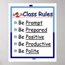 Règles de salle de classe : 5 p affiche