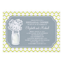 Rehearsal Dinner Honeycomb Mason Jar Wildflowers Custom Invitations