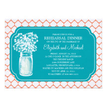 Rehearsal Dinner Honeycomb Mason Jar Wildflowers Personalized Invitation