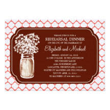 Rehearsal Dinner Honeycomb Mason Jar Wildflowers Custom Invites
