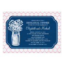 Rehearsal Dinner Honeycomb Mason Jar Wildflowers Personalized Invites