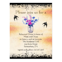 Rehearsal Dinner Mason Jar Wild Flower Invite Postcards
