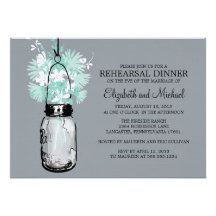 Rehearsal Dinner Mason Jar Wildflowers Personalized Invitation