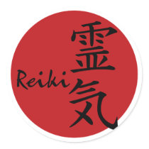 Reiki - red round sticker