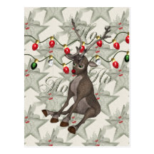 Reindeer and Christmas Lights Post Cards