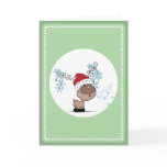 Reindeer Blowing Snowflakes Card